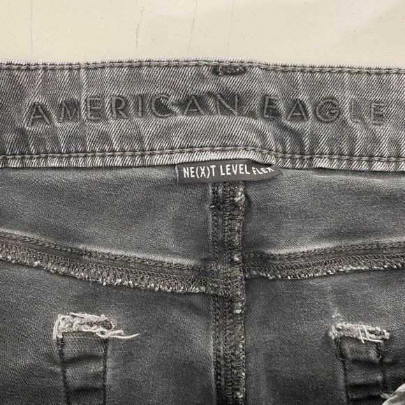 American Eagle Jeans Men 32x33 Gray Next Level Flex Stretch Whiskers Faded Denim - Picture 10 of 14